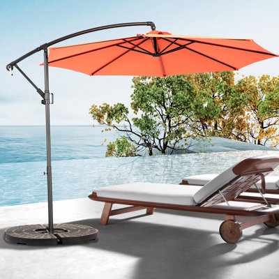 Parasol de marché suspendu avec ajustement facile d'inclinaison, abat-jour en polyester, 8 nervures pour la cour, près de la piscine Best Choice Products