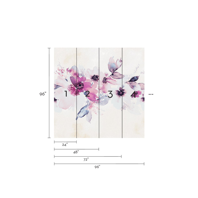 Panneau de papier peint adhésif Mirelle, Rose, L 96 po x l 96 po