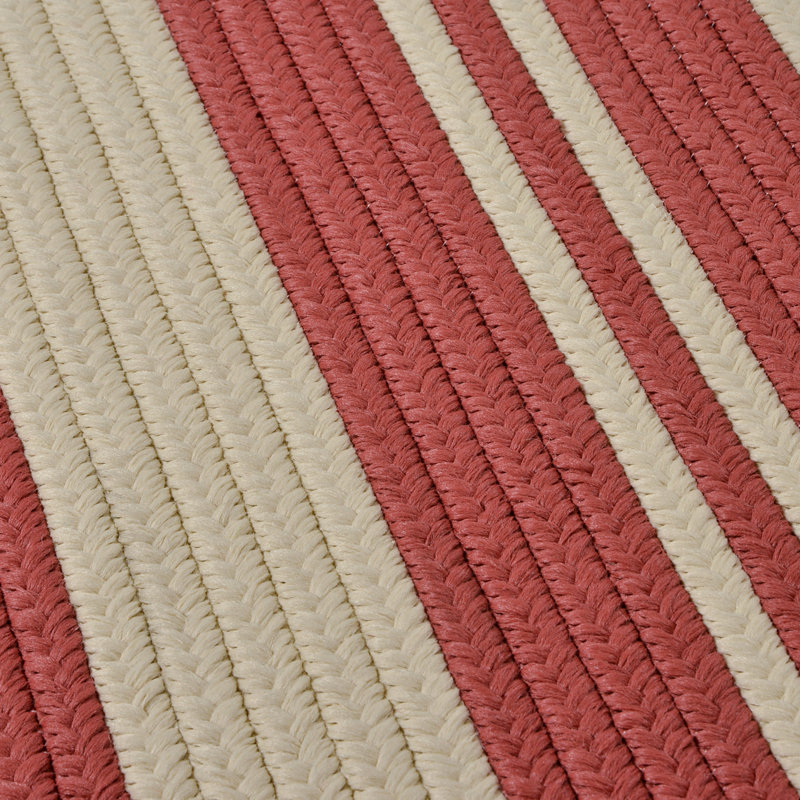 Tapis intérieur / extérieur tressé à rayures rouge / beige Futur, Ovale de 4 pi x 7 pi