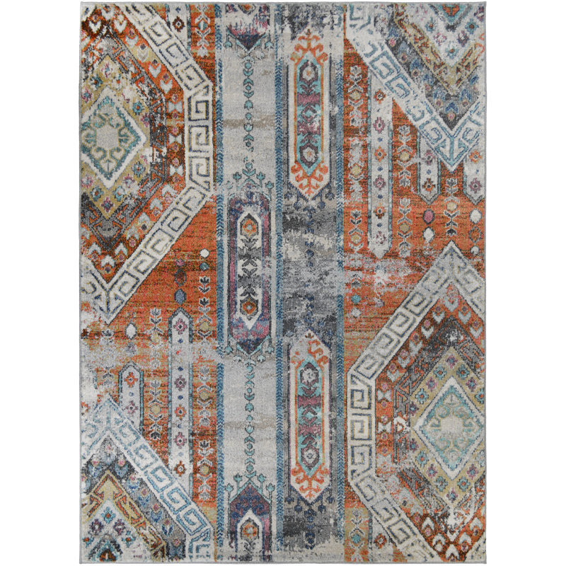 Tapis rouille maya Barcelona, Rectangle 5 pi 3 po x 7 pi 3 po