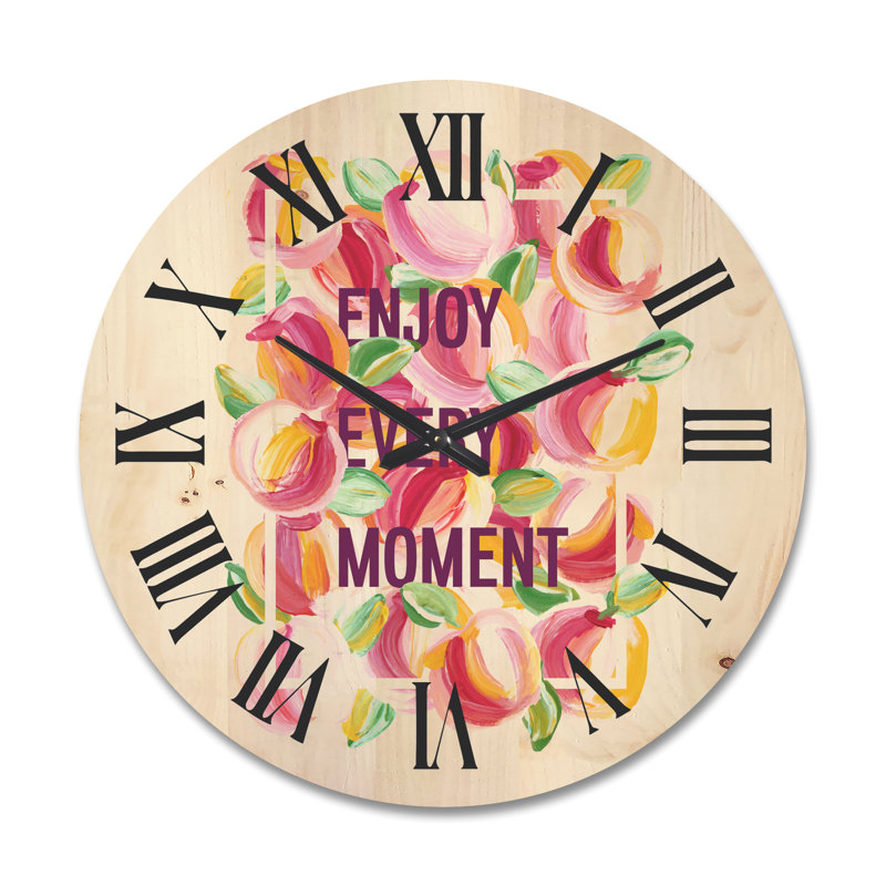 Horloge murale en bois Enjoy Every Moment, Très grand