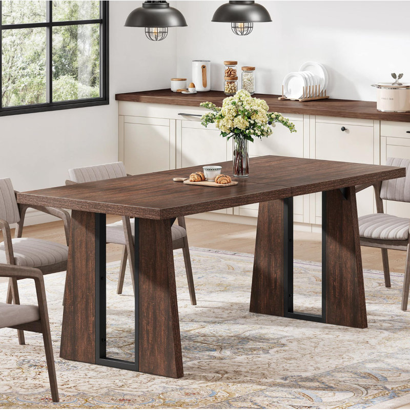 Table de salle à manger Elmon, H 29,5 po x L 70,86 po x l 31,5 po, Noyer