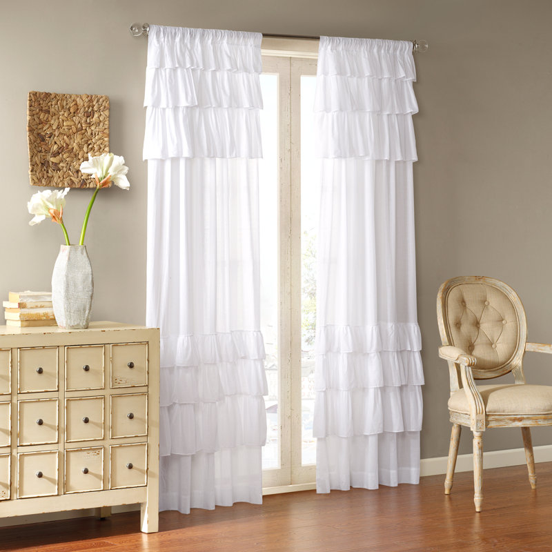 100% coton avec passe-tringle Anna, l 50 po x L 63 po, Blanc