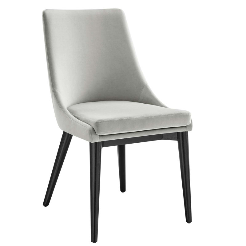 Modway Viscount Performance Velvet Dining Chair, Light Gray, 1