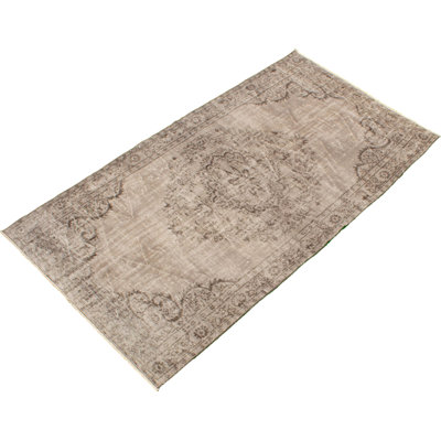 Tapis décoratif en laine kaki clair de conception unique 4 pi 11 po X 9 pi 1 po noué à la main