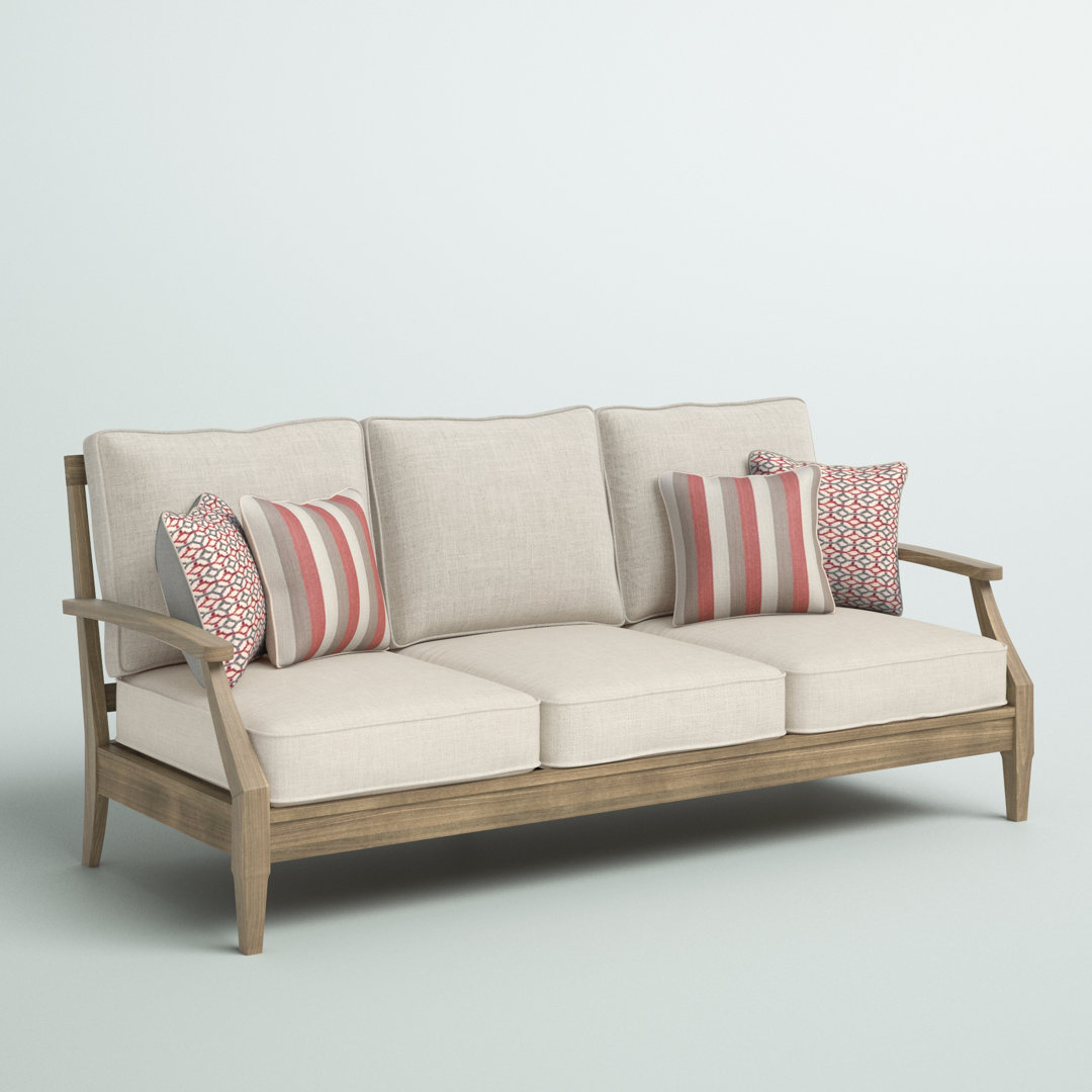 Arikka 81'' Wide Straight Eucalyptus Patio Sofa with Cushions Lark Manor™