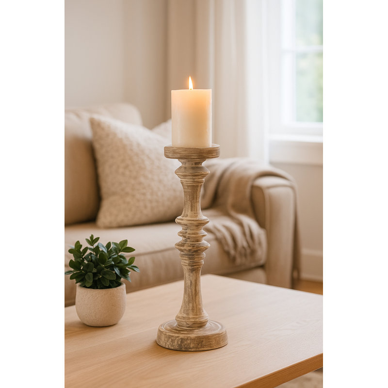 Porte-bougie pilier Baluster - Grand - Blanc, Blanc,  H 35,5 po x l 8,5 po x P 8,5 po