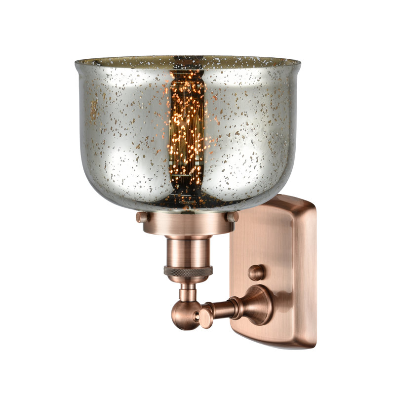 Ballston Urban Bell - 1 Light 8" Sconce, Incandescent, Antique Copper, Clear Deco Swirl