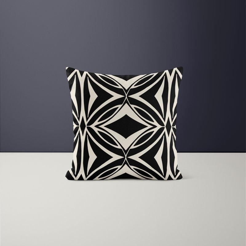 Jeté carré en polyester intérieur / extérieur, Noir, L 15 po x H 15 po