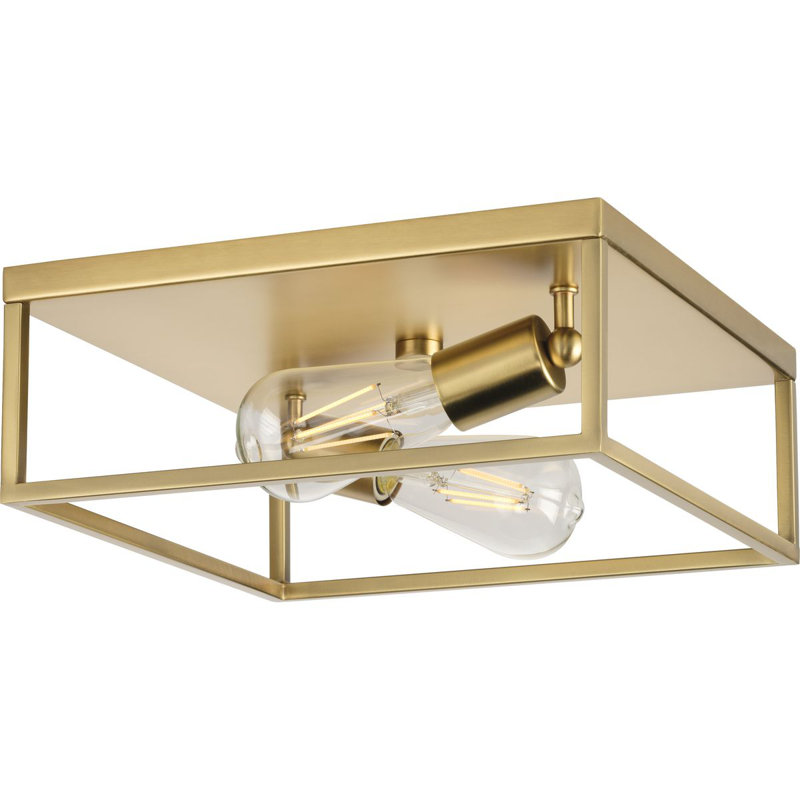 Plafonnier encastré 2 lumières Chaya, Laiton satiné