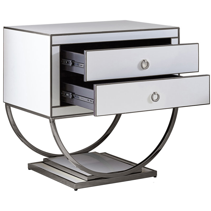Le 2 - Drawer End Table, Silver/White