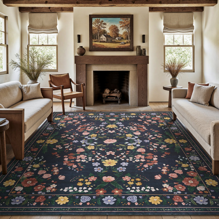 Tapis floral ultra doux et lavable