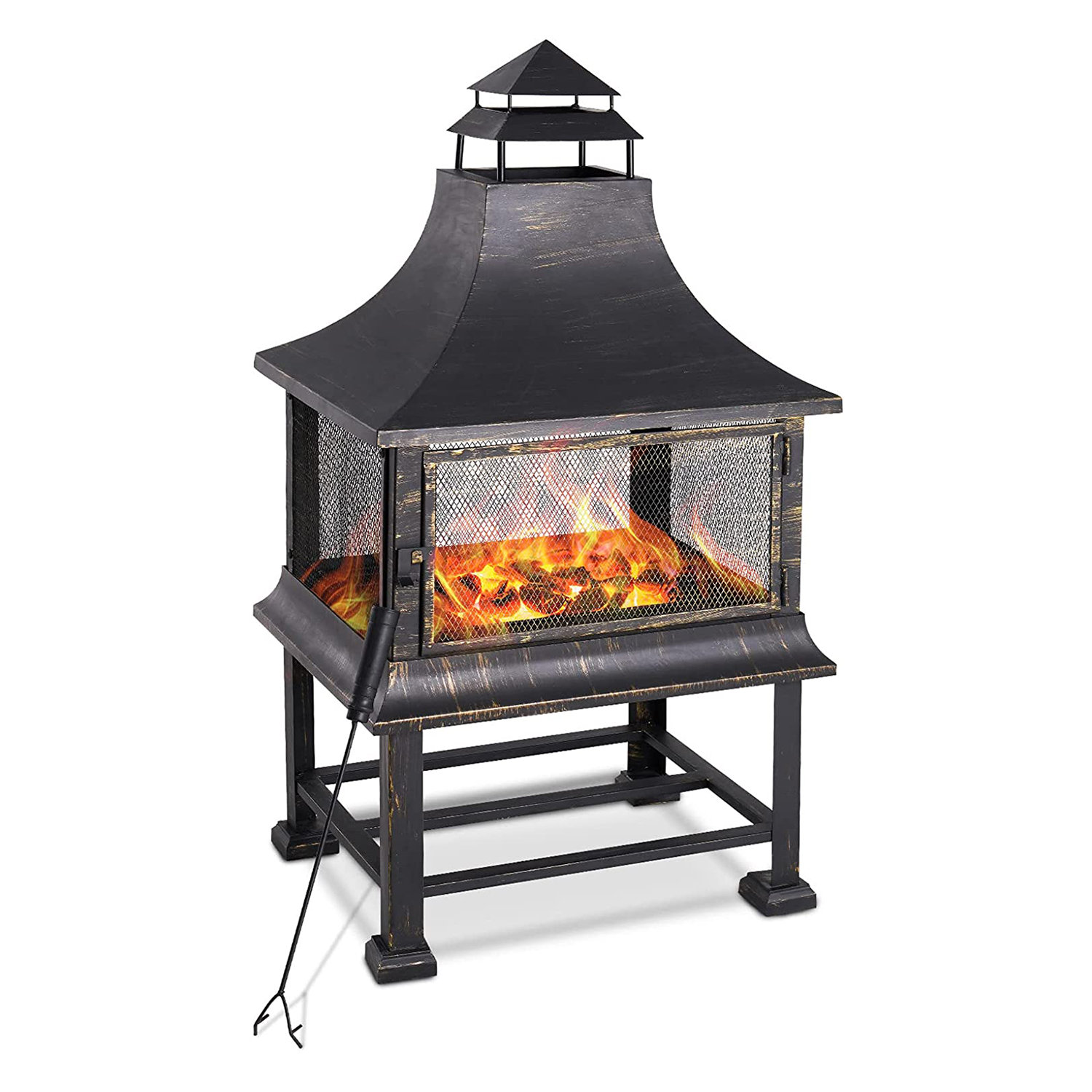 Red Barrel Studio® Outdoor Fireplace, Outdoor Wood Burning Fire Pit With  Fire Poker, 360° Fire Mesh Cover u0026 Reviews - Wayfair Canada
