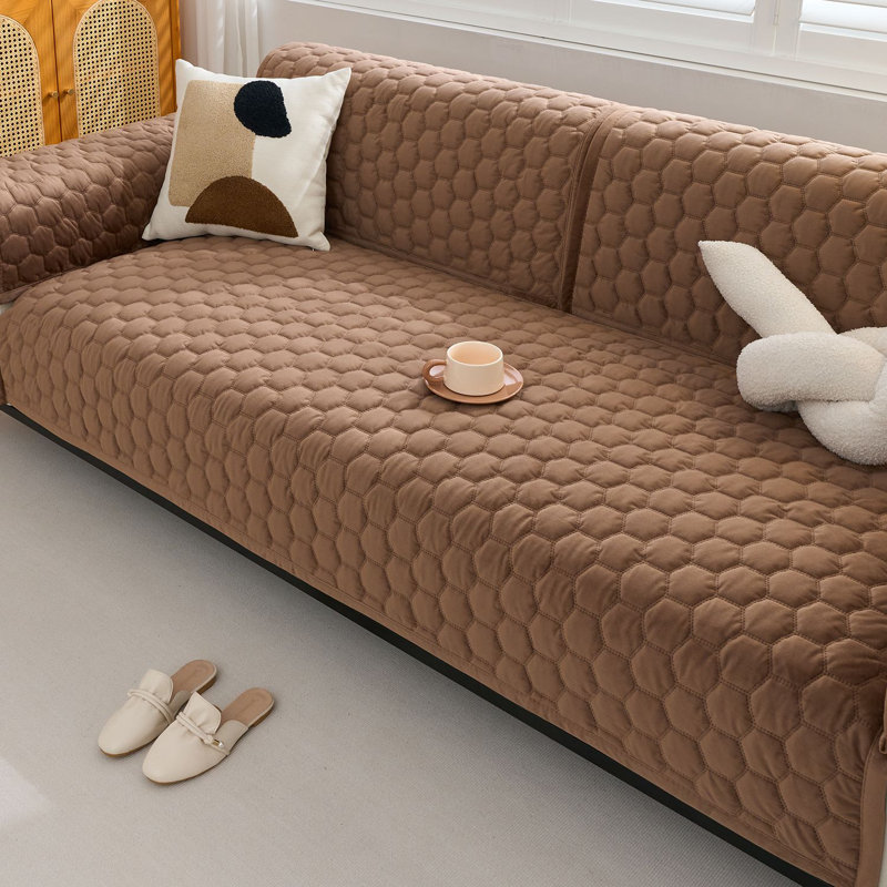 Housse de canapé en velours doux et moelleux, housse antidérapante lavable pour animaux de compagnie, Brun