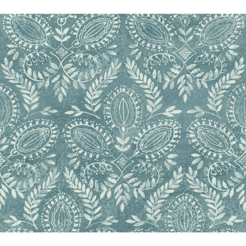 Papier peint Laurel Damask, Sarcelle