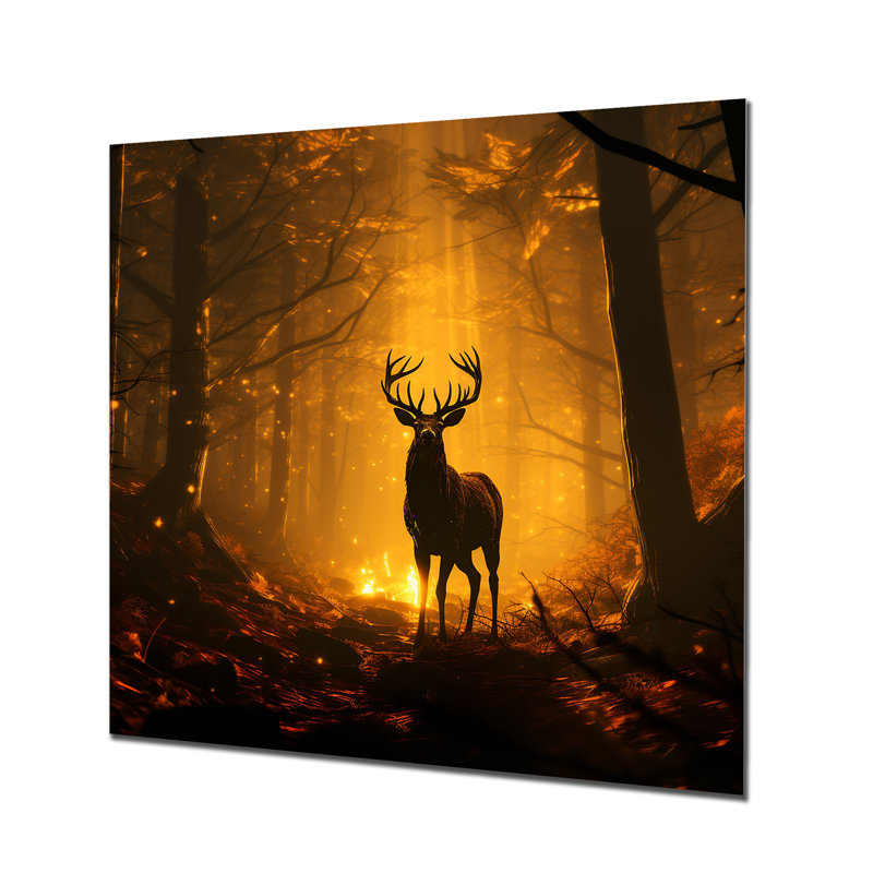 Brun majestueux, forêt, cerf, H 16 po x l 16 po
