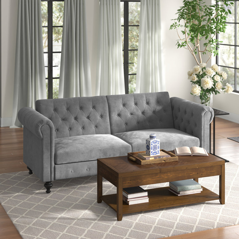 Selene 3 Seater Velvet Sleeper, Grey