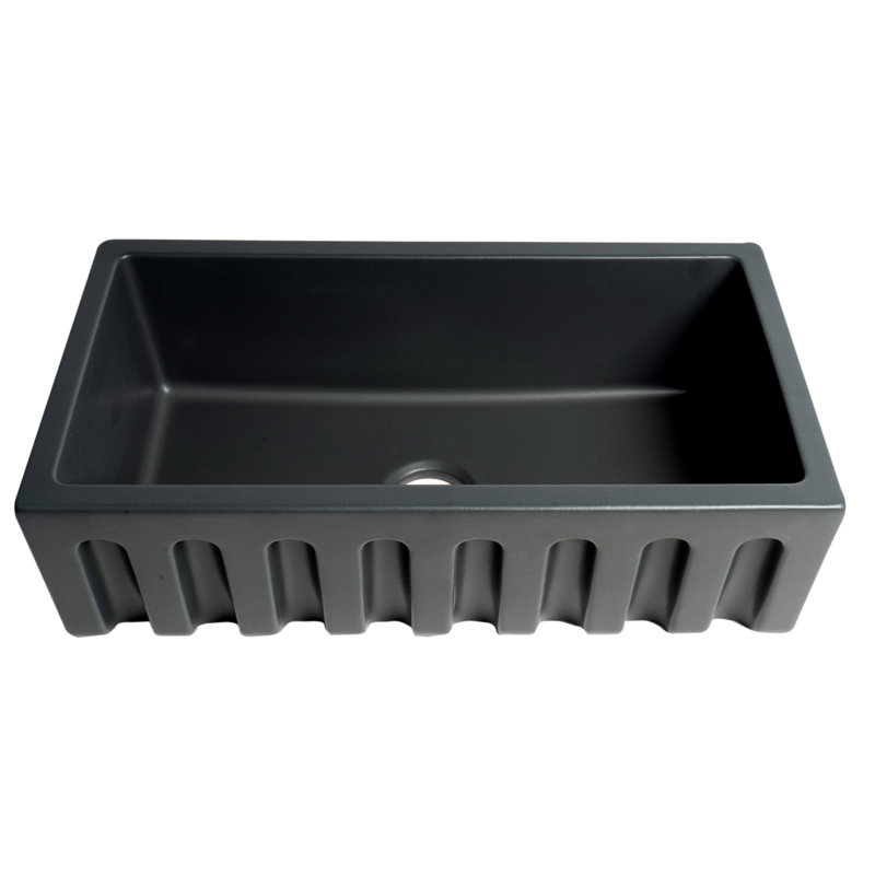 33.13'' Black Matte Fireclay Farmhouse Apron Sink