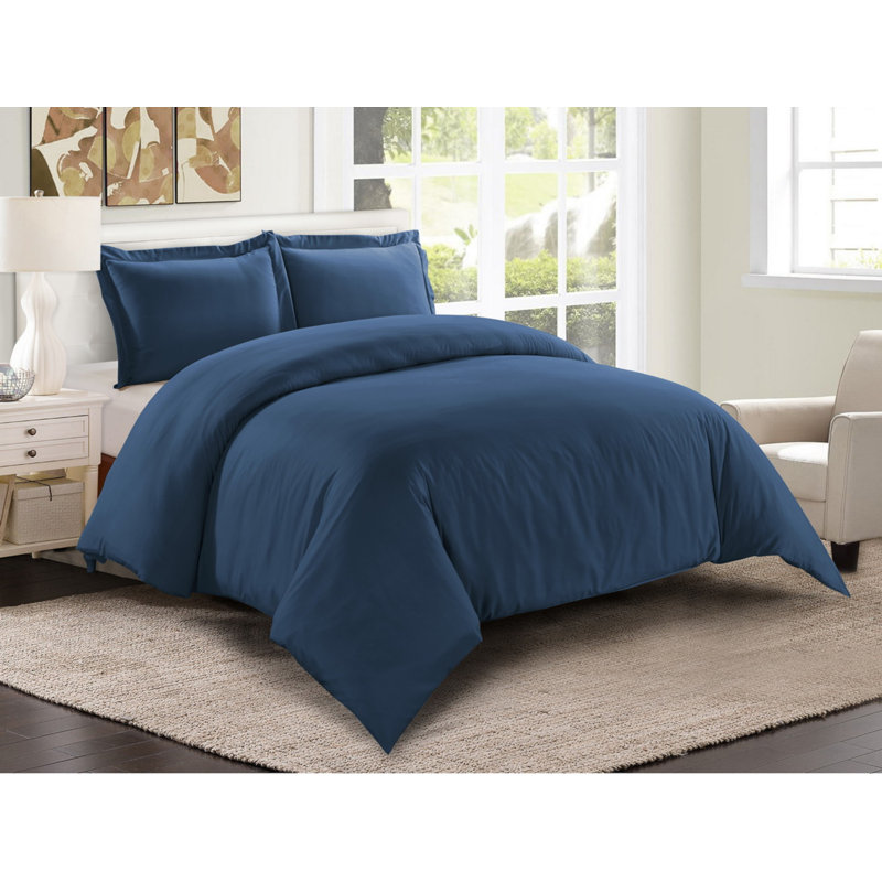 Machine Woven Duvet Cover, King Duvet Cover + 2 Shams, Navy