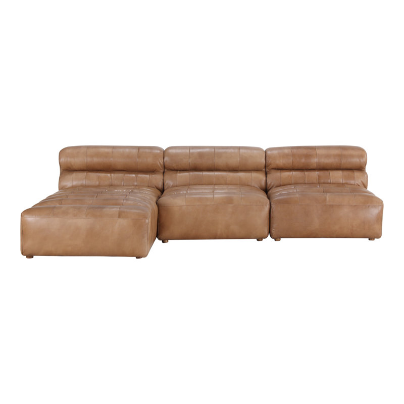 Ramsay Modular Chaise Sectional, Brown Top Grain Leather