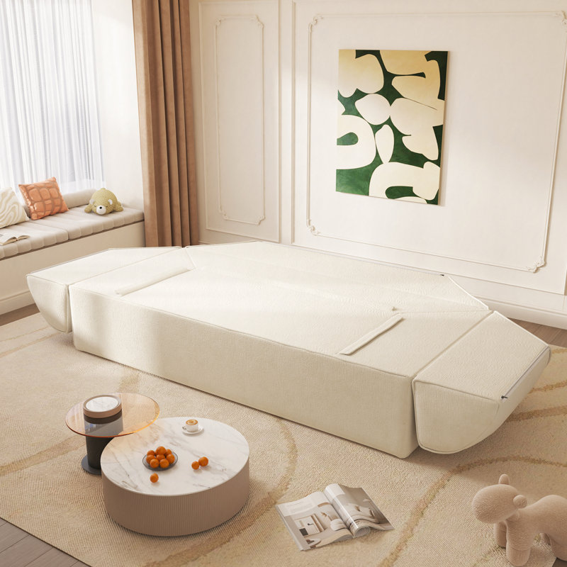 Canapé-lit en chenille de 79,5 po, Beige