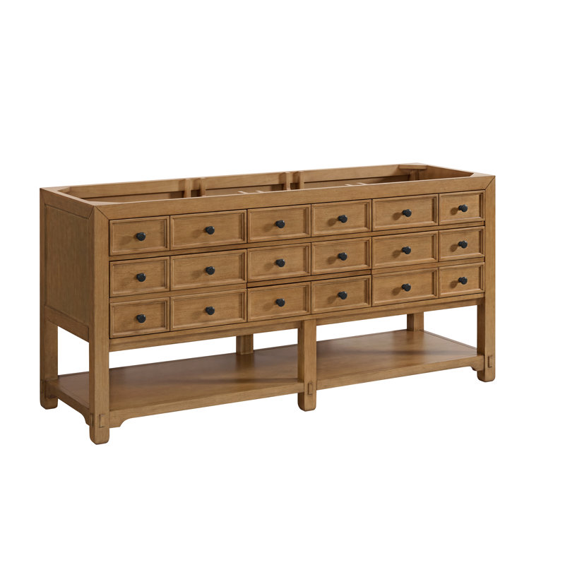 Malibu 72'' W Double Bathroom Vanity Base,  Amber Birch