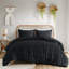 Housse de couette pour lit double / grand noir - 2 taies décoratives, tissu, coffre-fort, lavable à la machine pour 3 lits, matériau, envers en microfibre, fermeture à boutons