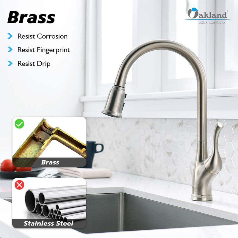 OAKLAND Pull Down Kitchen Faucet, Brushed Nickel