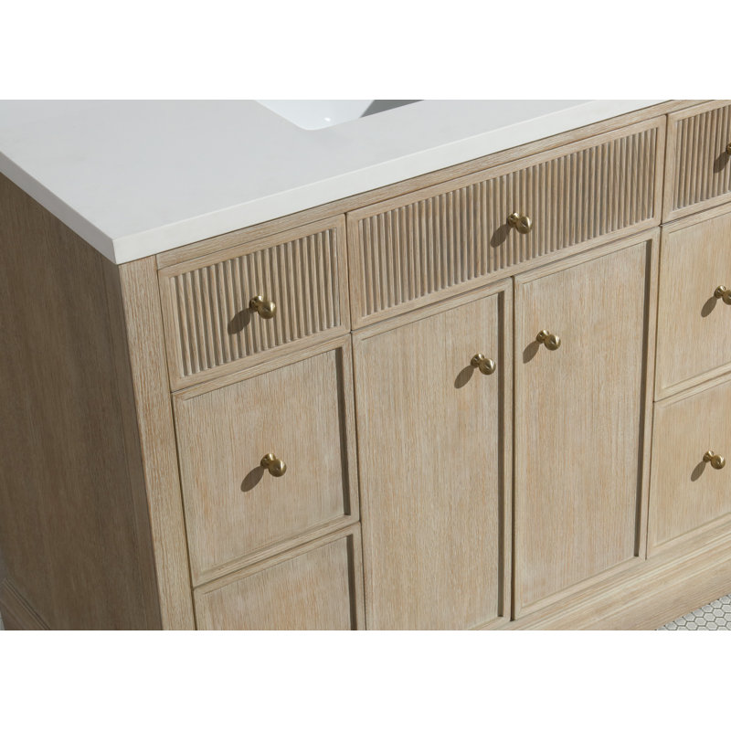 Redondo 42" Ash Oak Single Bathroom Vanity with Quartz Top