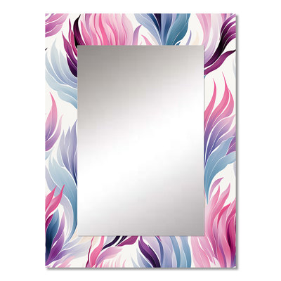Zacori Purple And Blue Love Knot Ikat Infused Blooms - Floral Decorative Wall Mirror, Cottage Mirror, Printed Metal Art