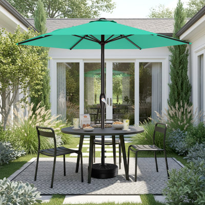  Parasol d'extérieur 7,5 pi, parasol de patio et manivelle à bouton-poussoir en métal 7,5 pi