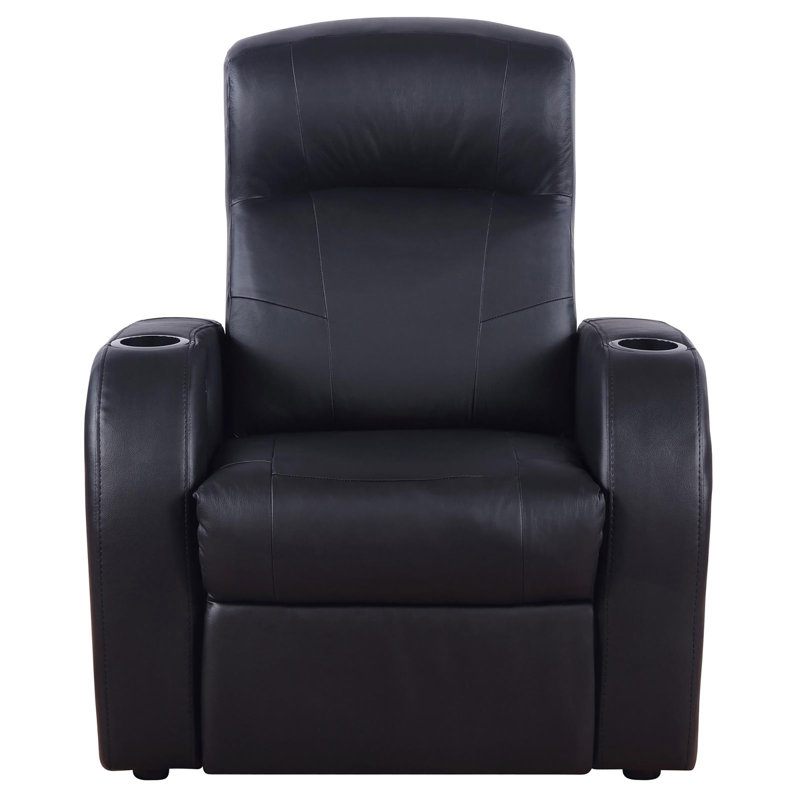 Black Upholstered Recliner With Cup Holder