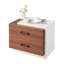 Table de chevet 2 tiroirs Donda en noyer / blanc