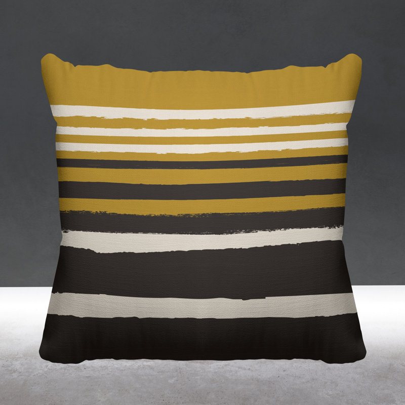 Coussin décoratif abstrait / minimaliste intérieur / extérieur, 19 po x 19 po, Jaune, Carré