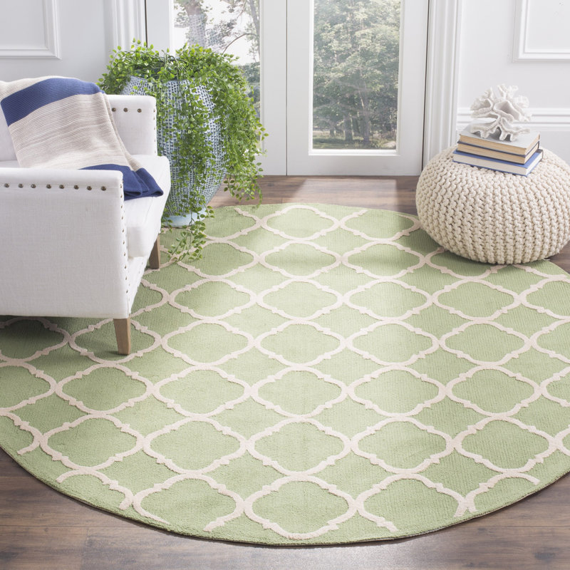 Fullerton Hand Hooked Cotton Pile Geometric Rug, Round 6'