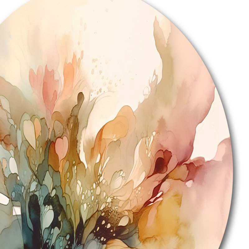 «Delicate Floral Impressions II», art mural floral rond en métal, H 16 po x l 16 po x P 1 po