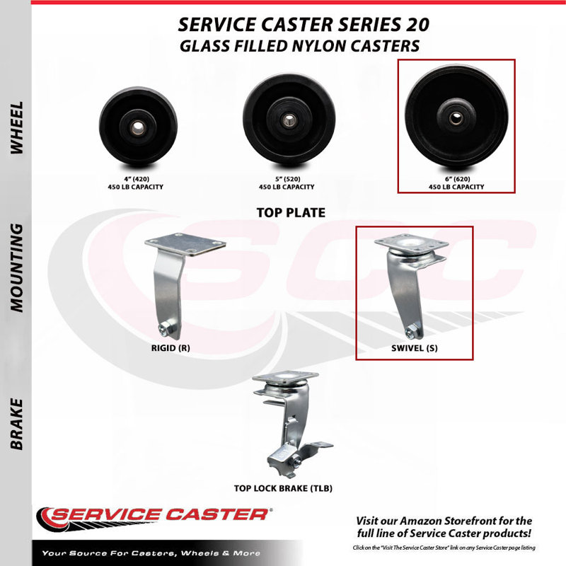 Glass Filled Nylon Swivel Caster