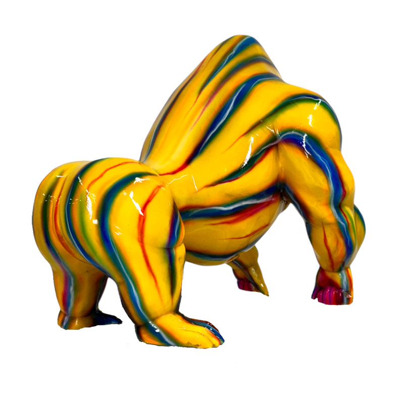 Bronze Color Splash Tie-Dye Gorilla Sculpture
