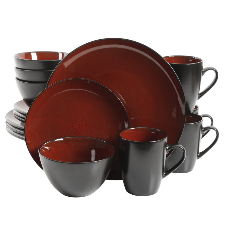 Service de table en grès Longshore Tides - Service pour 4, Rouge