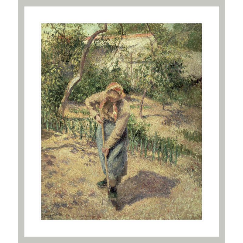 «Femme creusant dans un verger» par Camille Pissarro, impression giclée sur cadre, 39.29" H x 33.5" W
