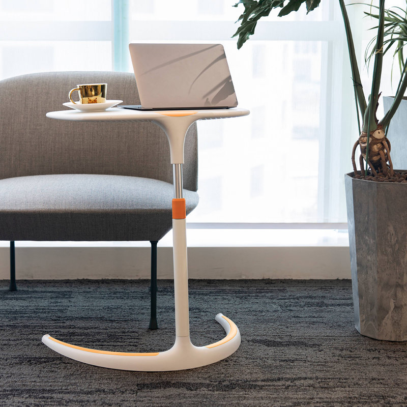 End Table, White/Orange