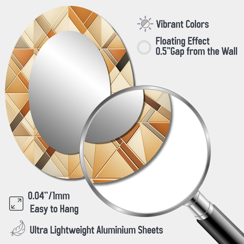 Miroir mural beige et brun à motif géométrique de treillis rustique beige, H 40 po x l 30 po