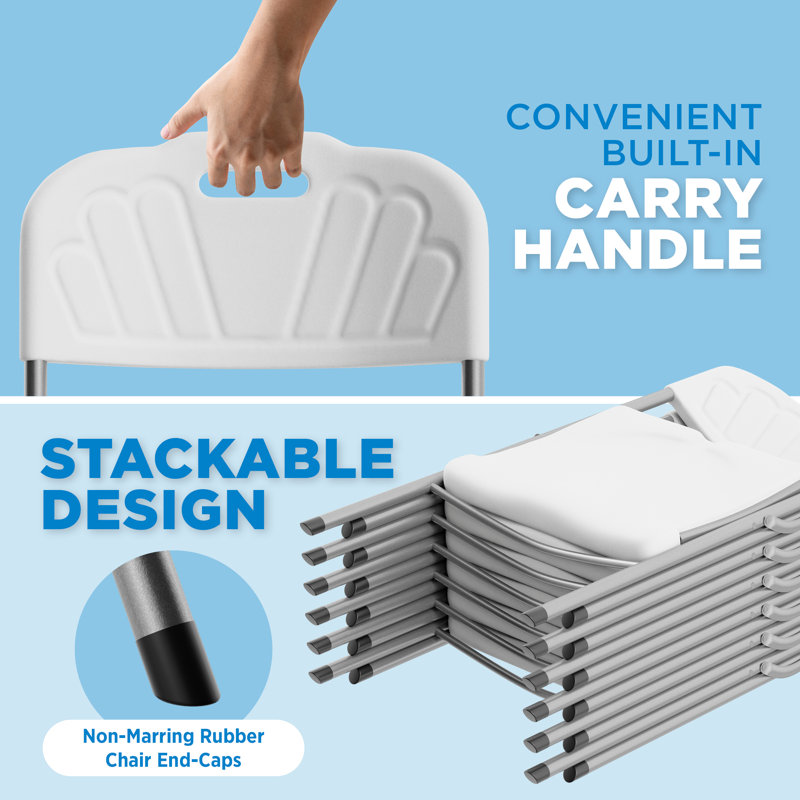 Ensemble de 4 chaises pliantes, plastique blanc