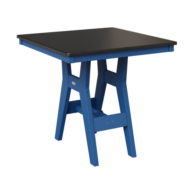 Harbor Outdoor Square Dining Table, Pacific Blue, Hammered Top Black, 30.37" H x 33" W x 33" D