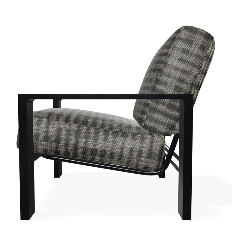 Larssen Outdoor Lounge Chair, Black, Illusion Plaid Onyx