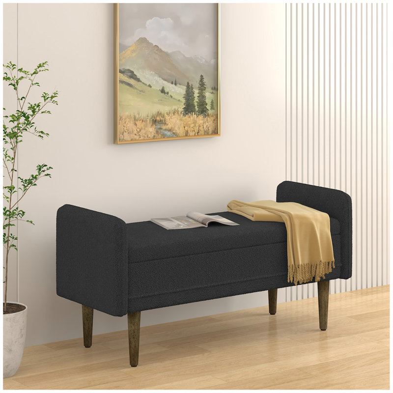 Le tabouret de rangement en velours Teddy, avec espace de rangement, convient aux appartements, salons et chambres à coucher - (45,98 po x 16,75 po x 21,75 po)