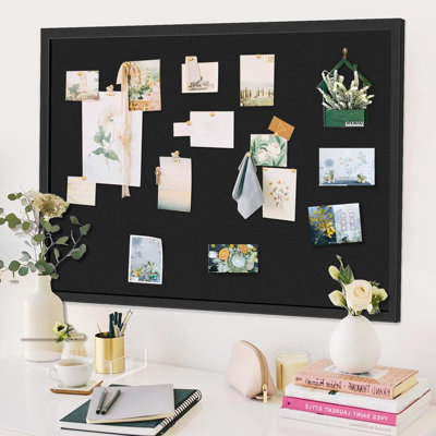 Large Bulletin Board, 48 "X 36" Black Cork Boards For Walls With Frame, Pin Display Board Vision Board For Home School Office Decor