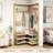 L-Shaped Clothing Rack, Freestanding Corner Garment Rack W/ Shoes Bench, Space Saving Closet Storage Organizer For Bedroom