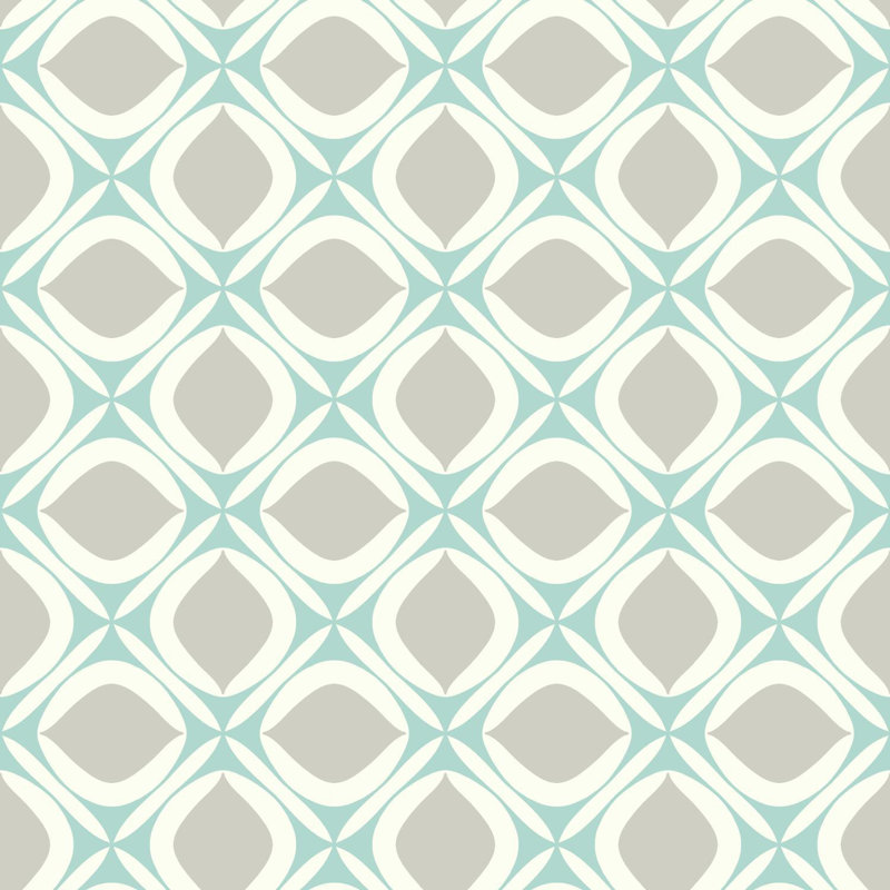 Papier peint 33 'x 20,5 "Tuna, Crème / turquoise / taupe clair