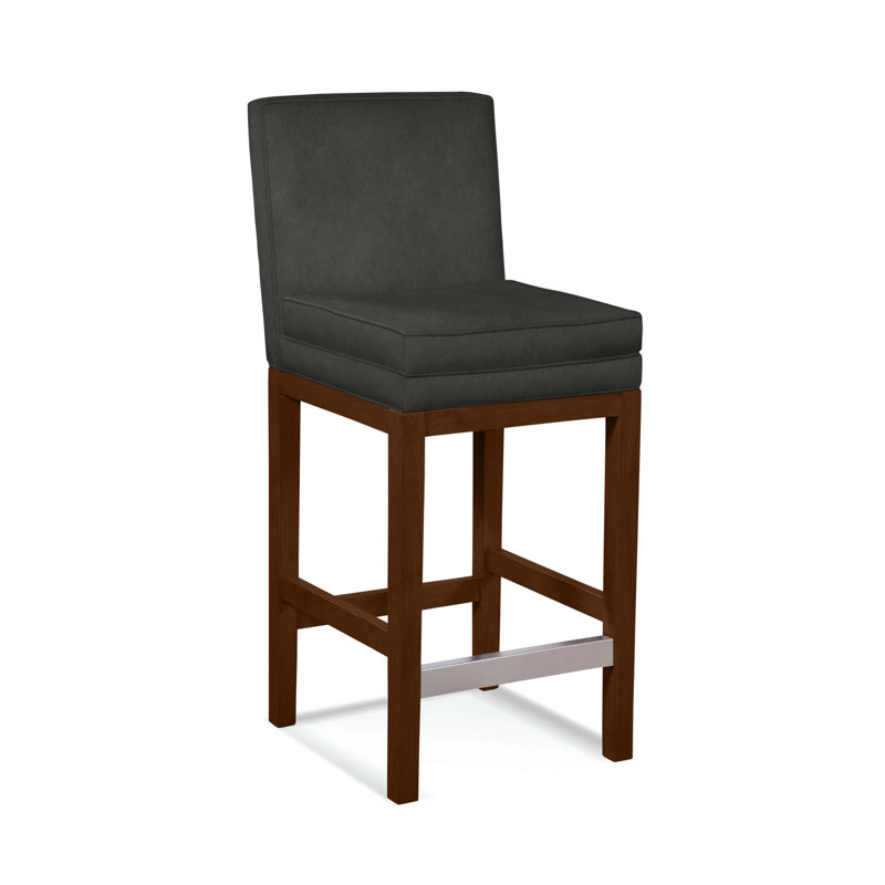 Upholstered Stool, Gray Sugar Performance; 0863-84, Coffee Finish
